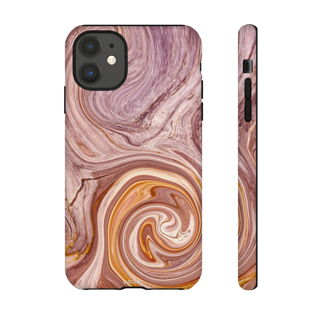 Marble Swirl Phone Case — Pink & Gold Abstract Tough Case