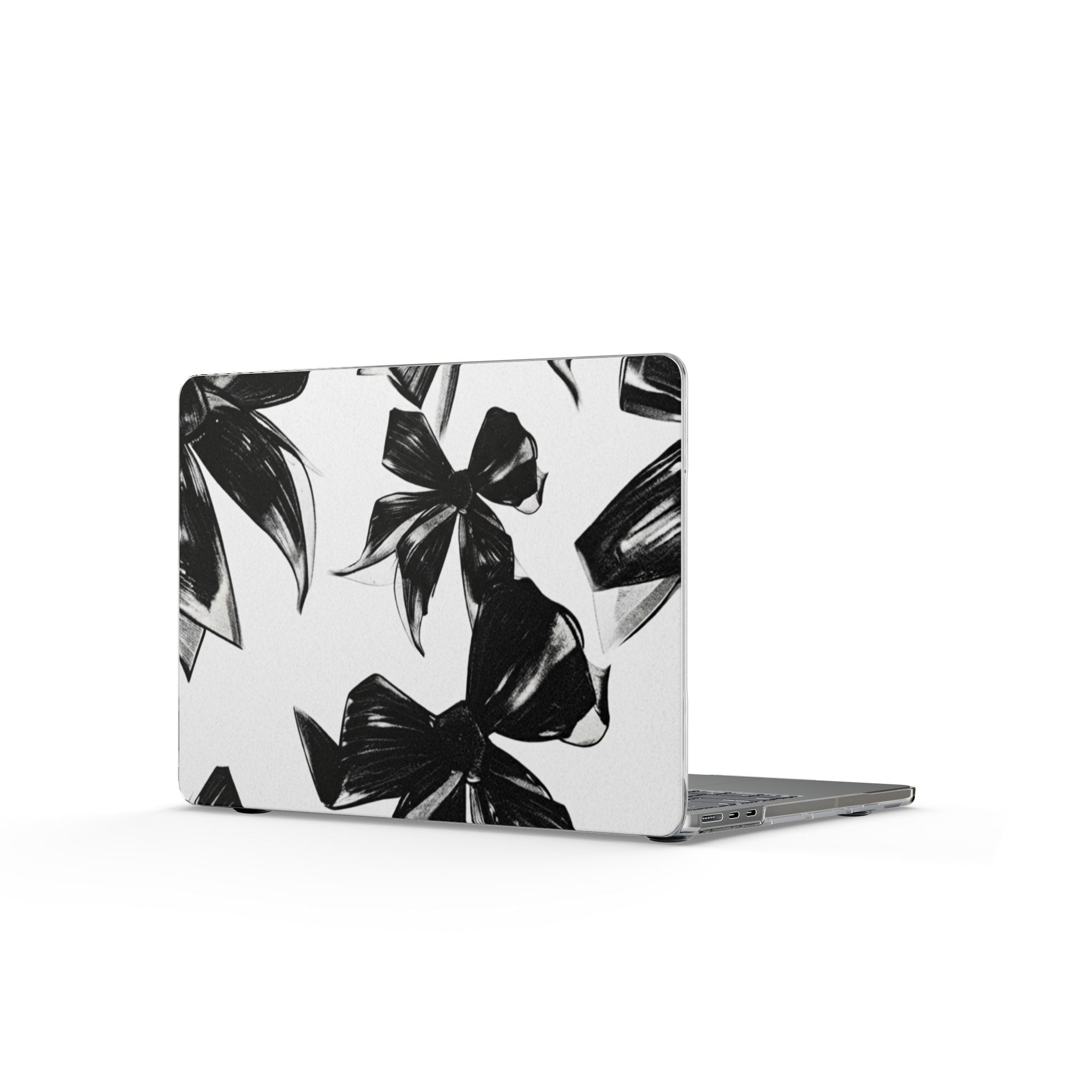 Black Botanical Clear MacBook Case – Minimal Floral Laptop Cover