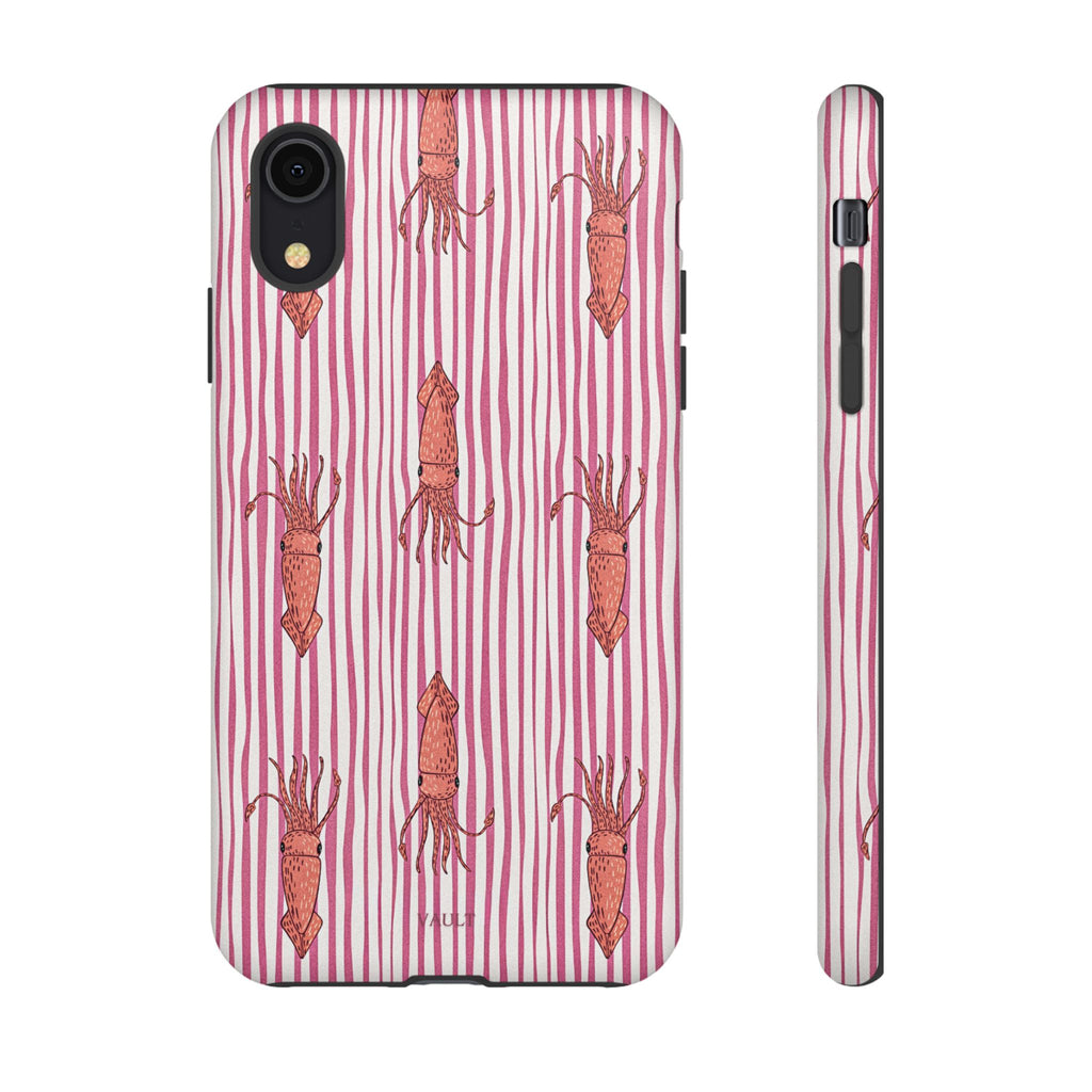 Squid Stripe Phone Case — Pink Nautical Sea Creature Pattern
