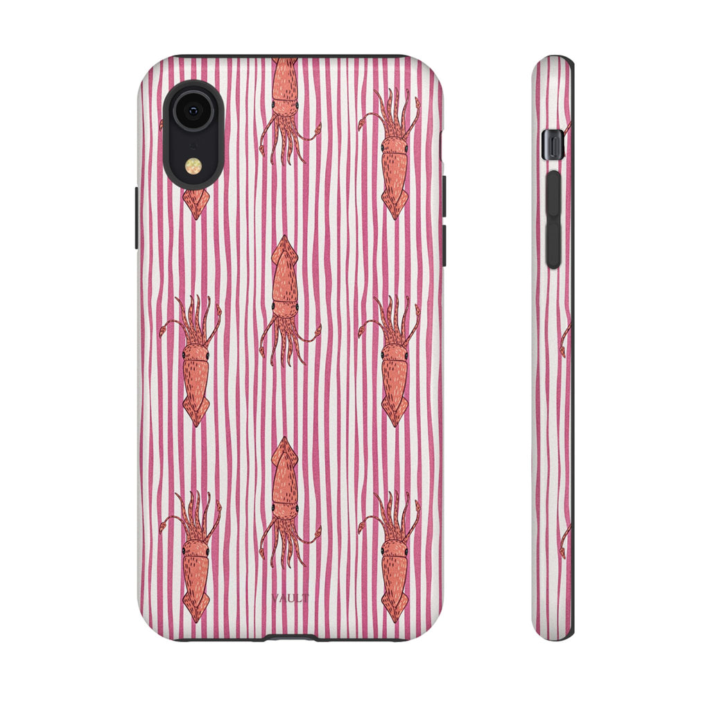 Squid Stripe Phone Case — Pink Nautical Sea Creature Pattern