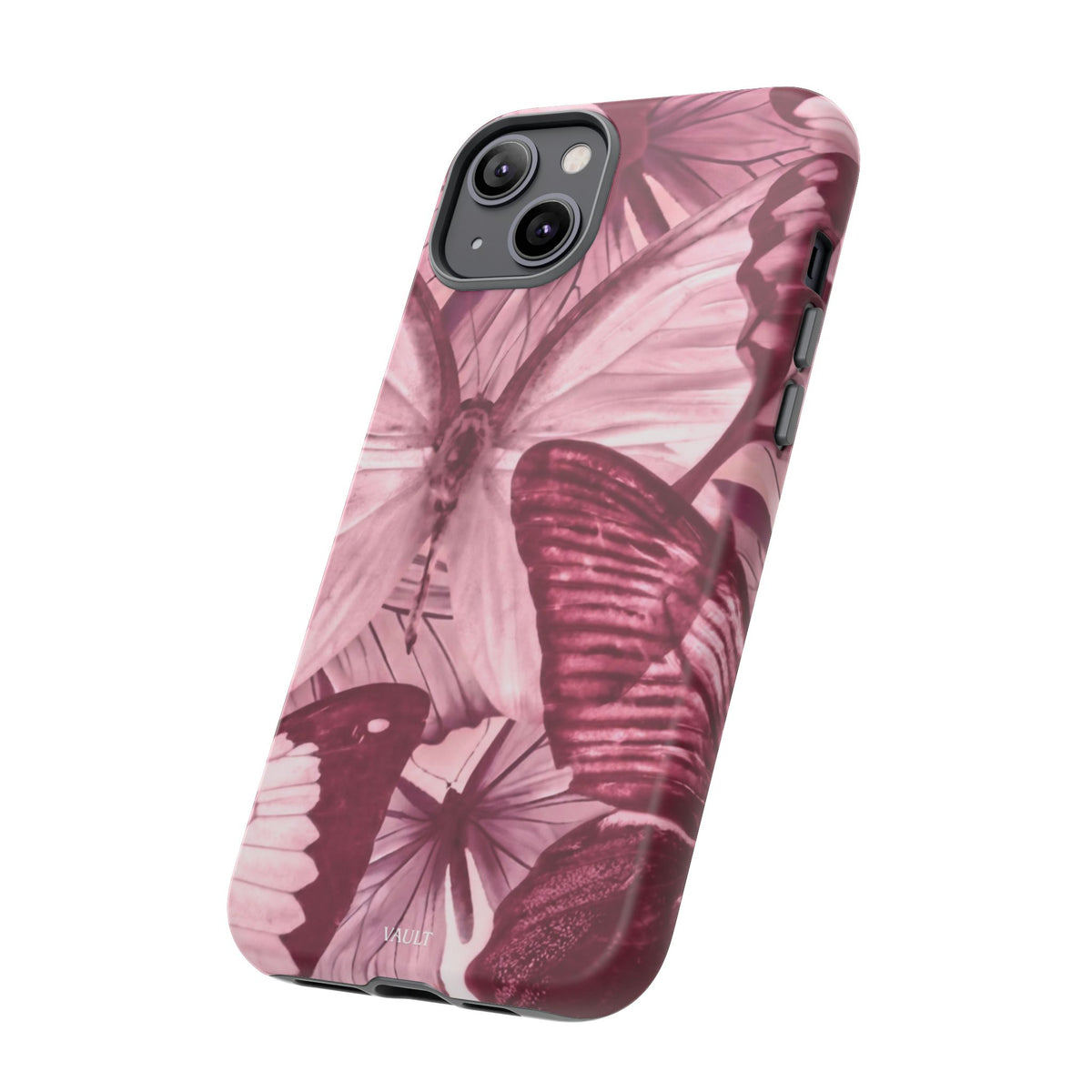 Butterfly Tough Phone Case — Vintage Pink Floral Protective Cover