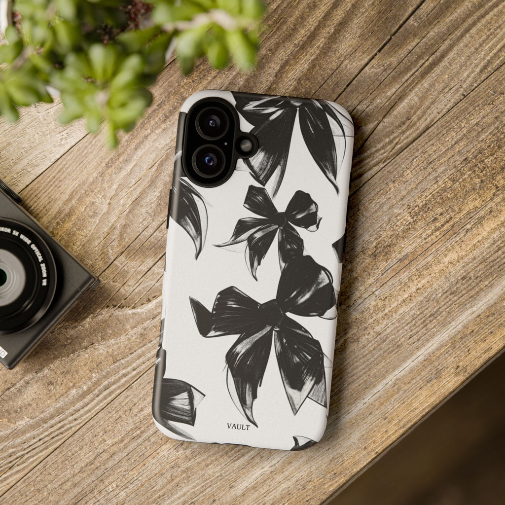 Floral Brushstroke Phone Case — Black & White Botanical Tough Case