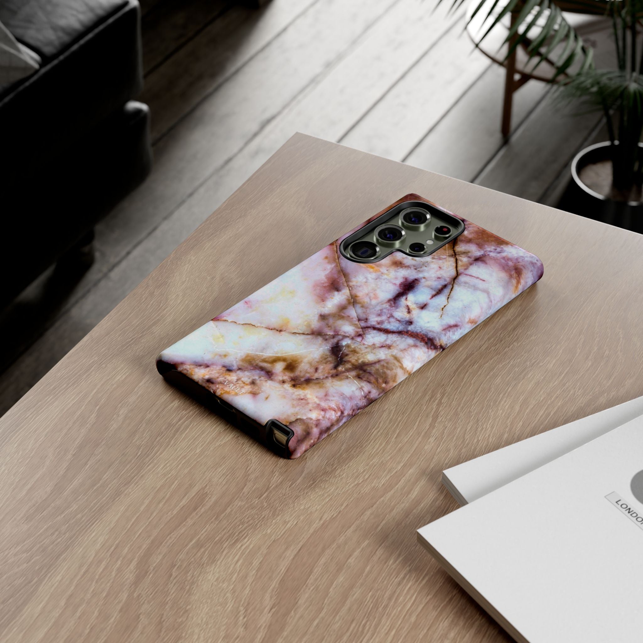 Marble Vein Tough Phone Case — Pink Quartz Protective Cover