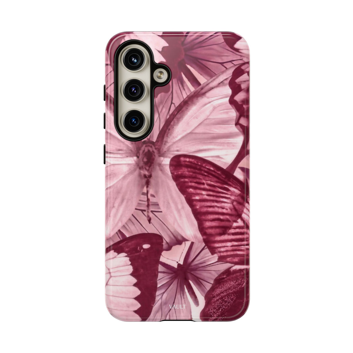 Butterfly Tough Phone Case — Vintage Pink Floral Protective Cover