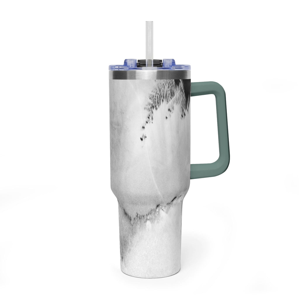 40oz Marble Vacuum Tumbler — Insulated Travel Mug with Handle