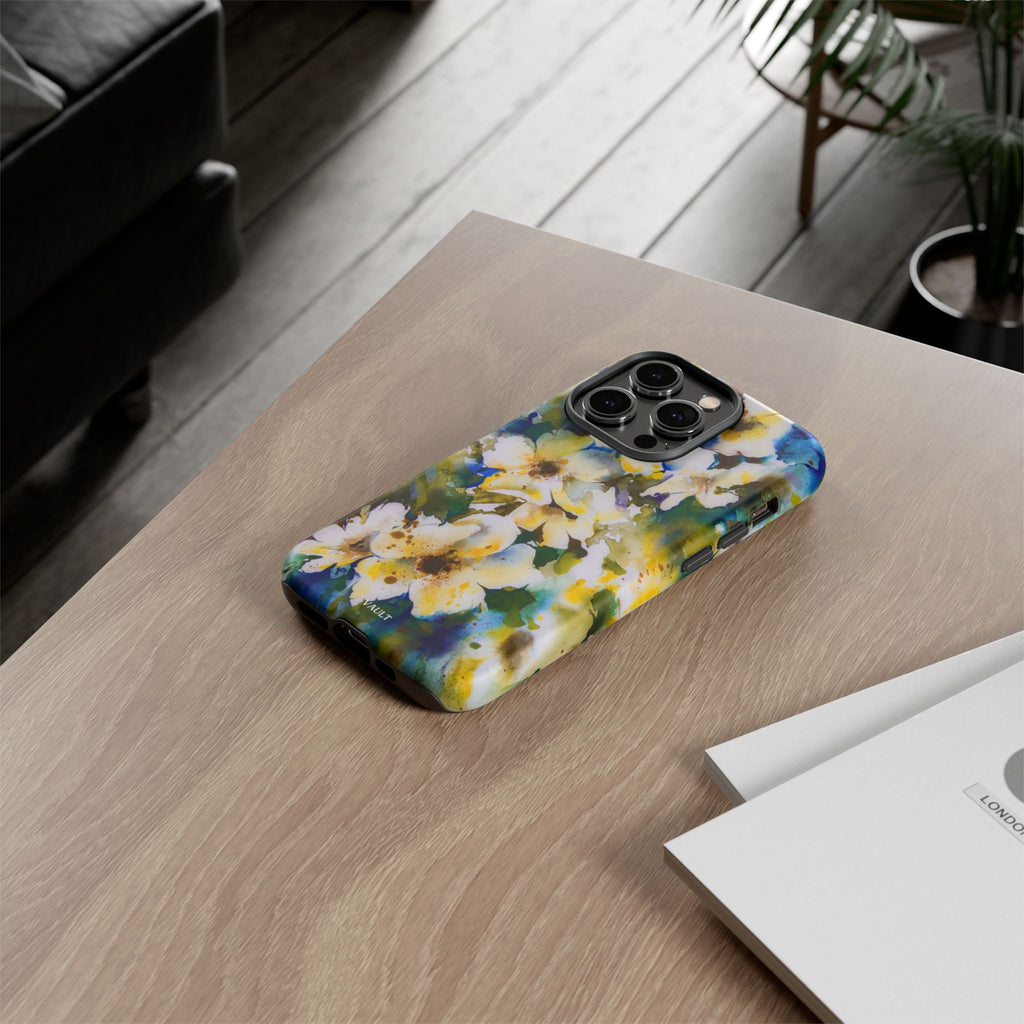 Floral Watercolor Tough Case – Yellow White Blossom Phone Cover