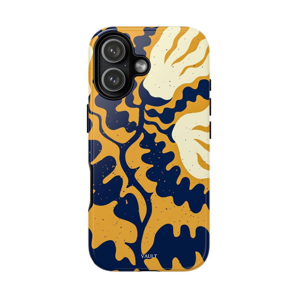 Bold Abstract Floral Phone Case (Navy & Mustard)