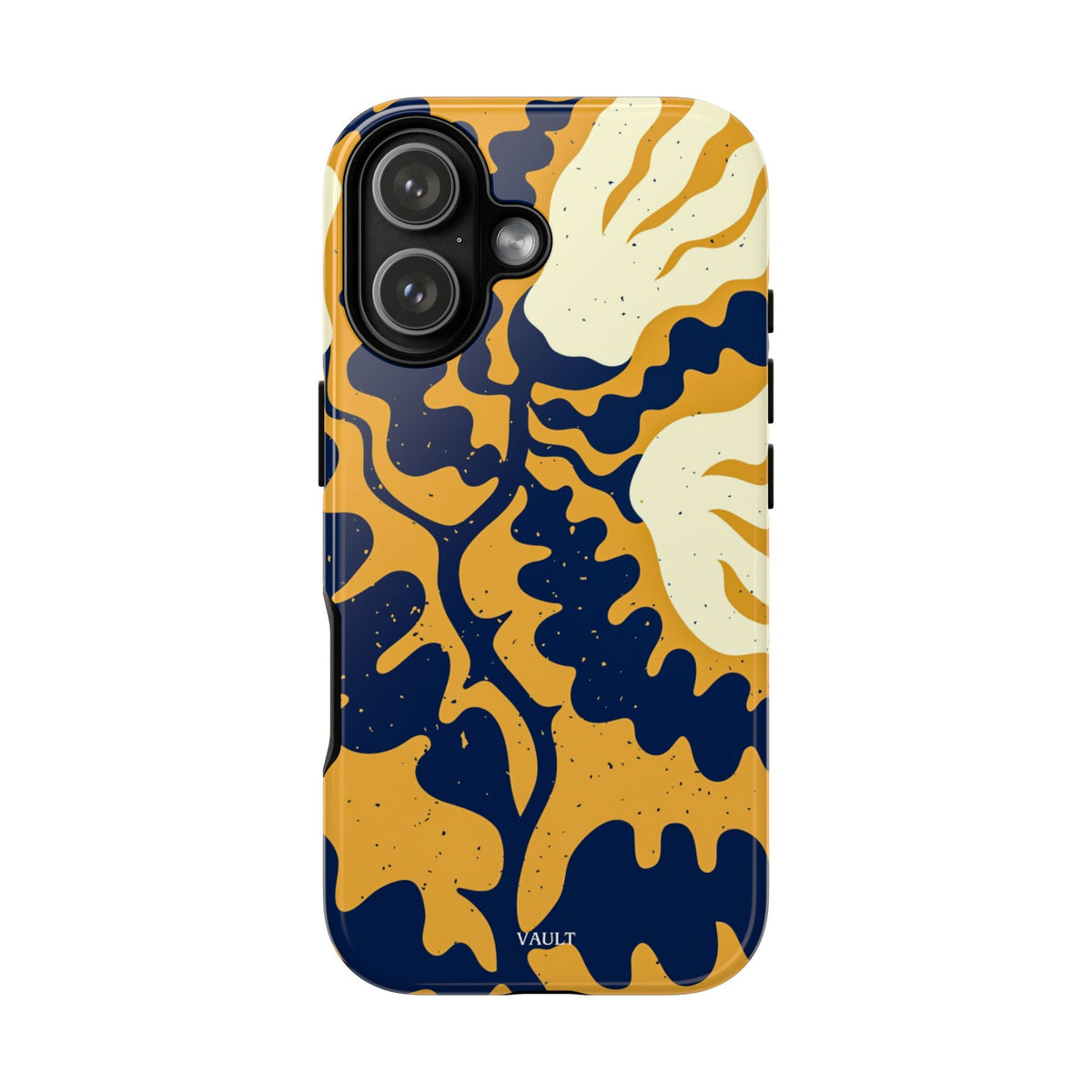 Bold Abstract Floral Phone Case (Navy & Mustard)