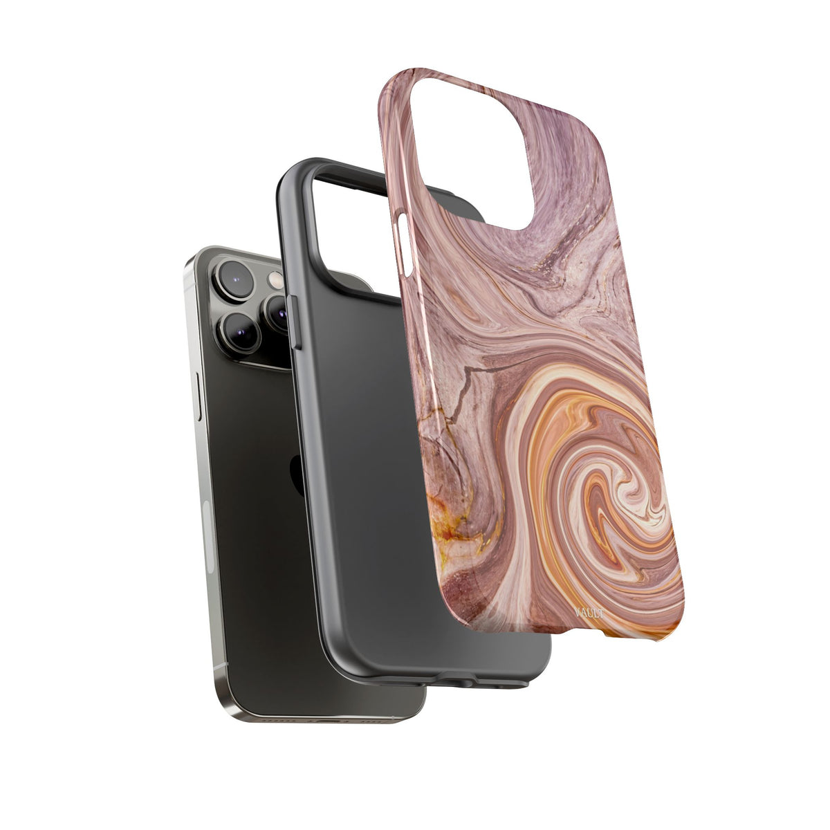 Marble Swirl Phone Case — Pink & Gold Abstract Tough Case