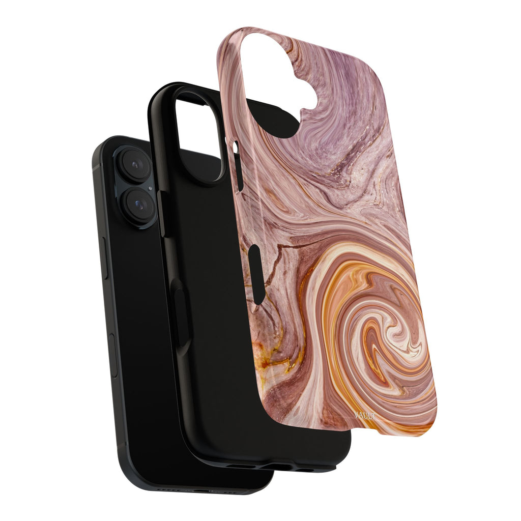 Marble Swirl Phone Case — Pink & Gold Abstract Tough Case