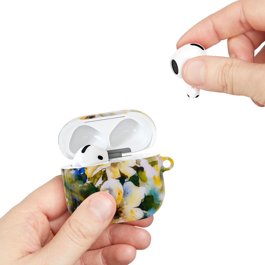 Floral Watercolor AirPod Case — White & Yellow Blossom Protective Cover