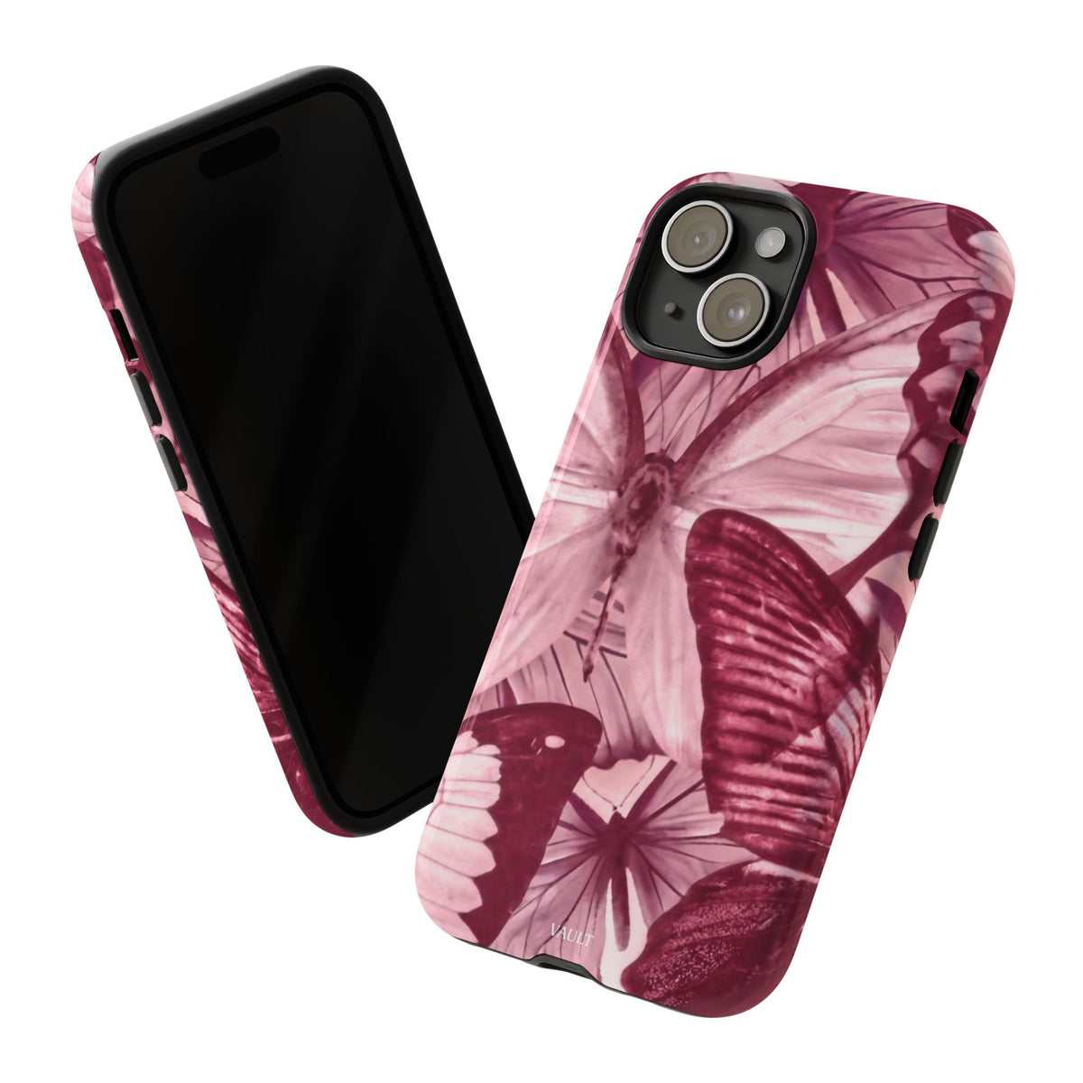 Butterfly Tough Phone Case — Vintage Pink Floral Protective Cover