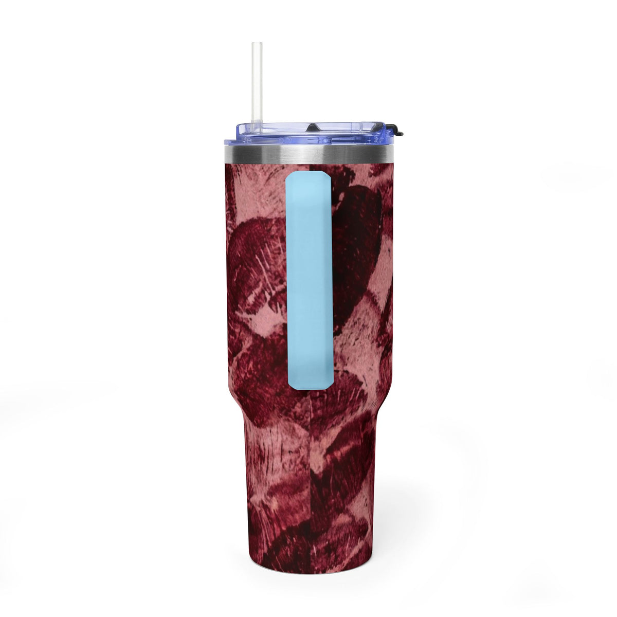 40oz Vacuum Tumbler - Burgundy Rose Marble Insulated Travel Cup