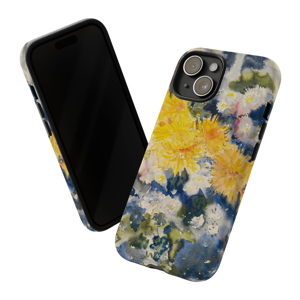 Floral Watercolor Phone Case – Yellow Chrysanthemums Design
