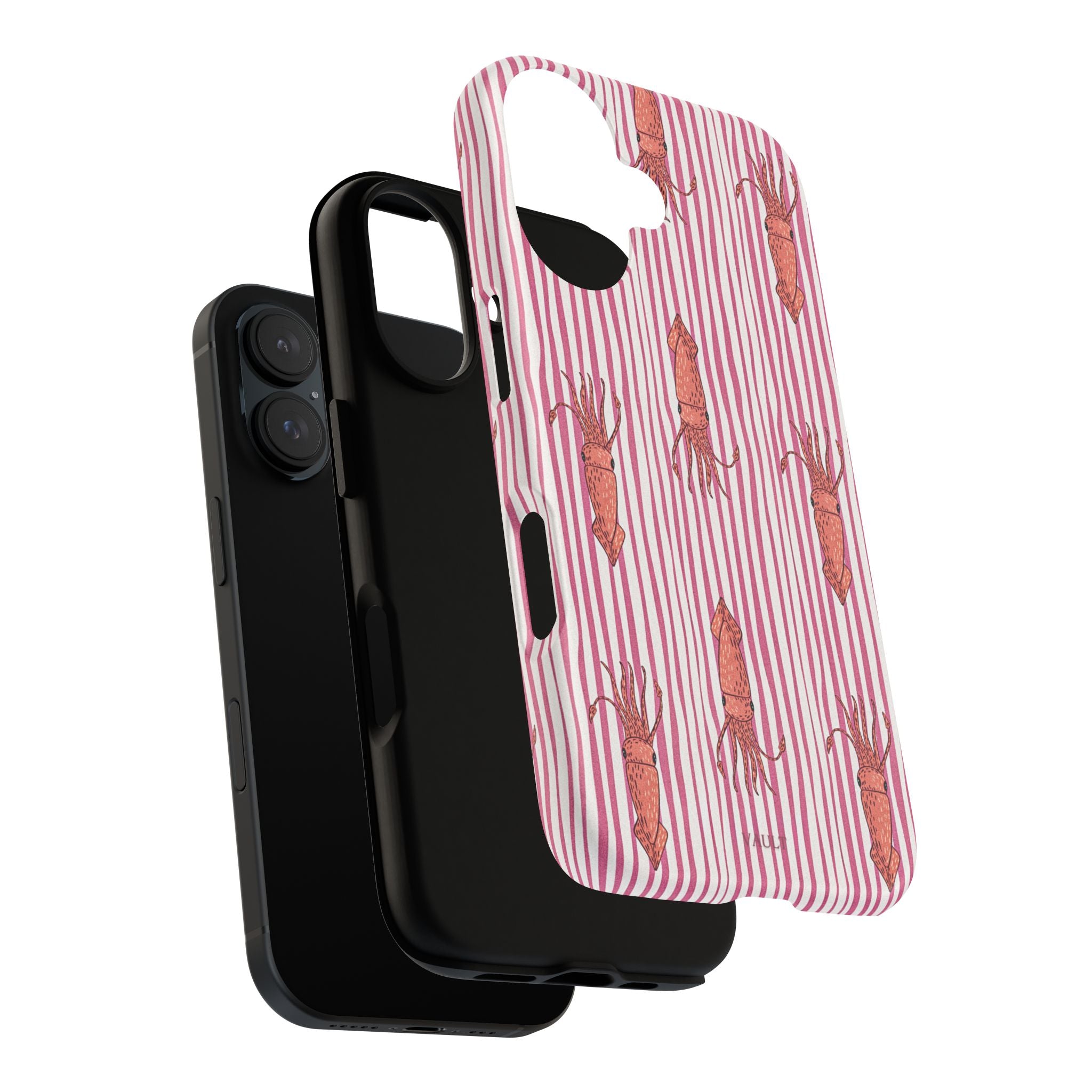 Squid Stripe Phone Case — Pink Nautical Sea Creature Pattern