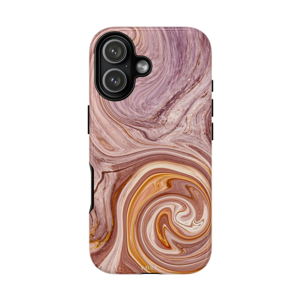 Marble Swirl Phone Case — Pink & Gold Abstract Tough Case