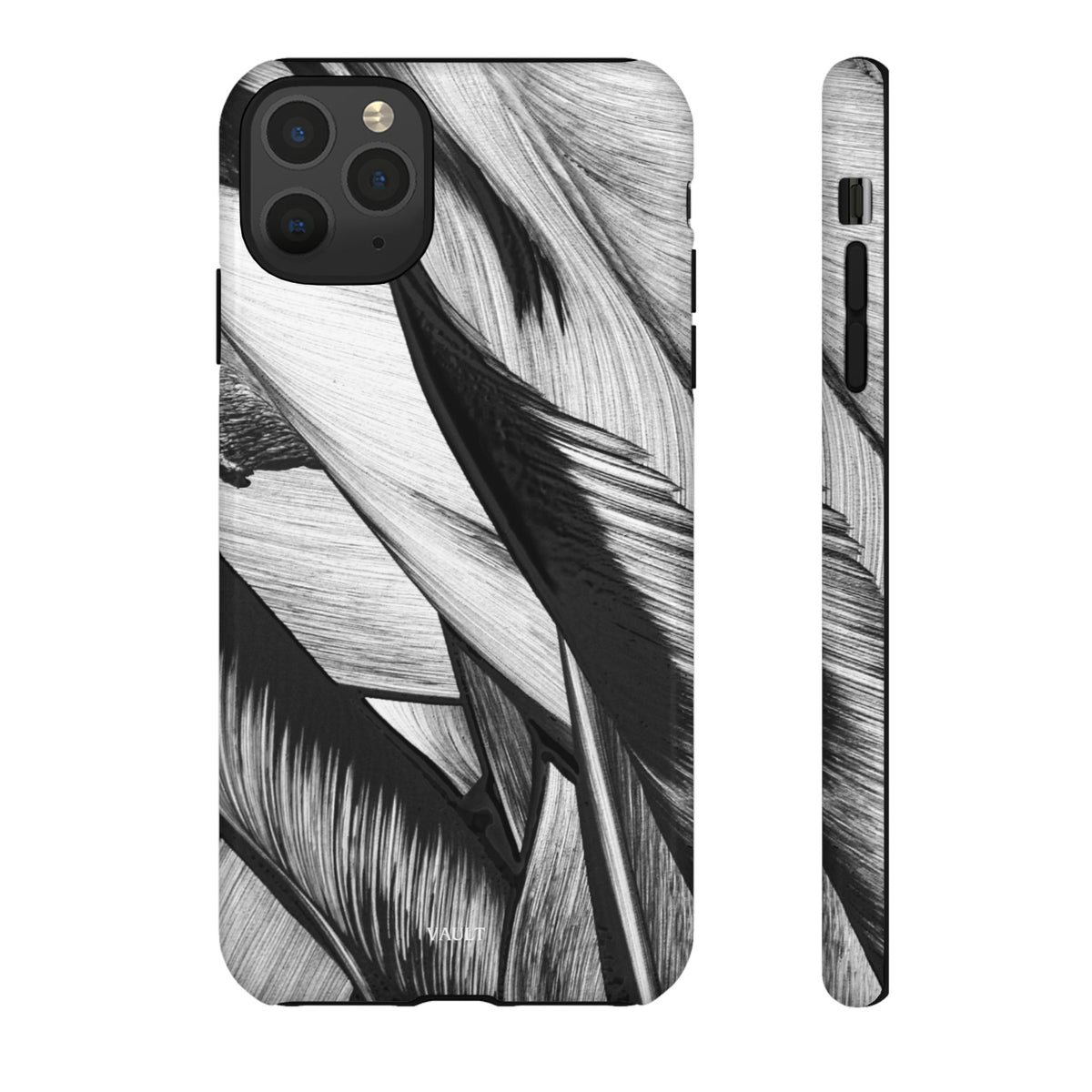 Monochrome Tropical Leaf Tough Phone Case — Black & White Botanical Protective Cover