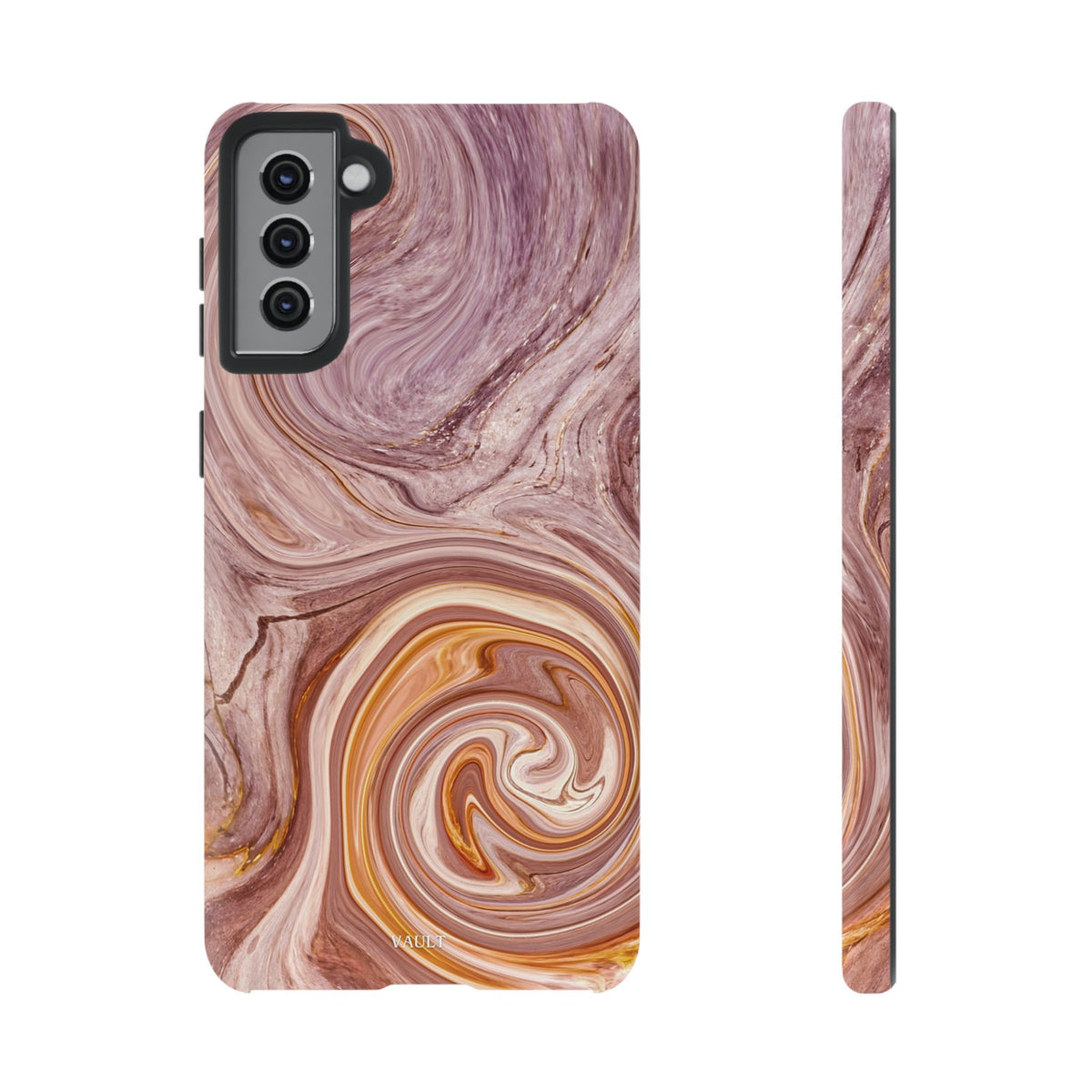 Marble Swirl Phone Case — Pink & Gold Abstract Tough Case