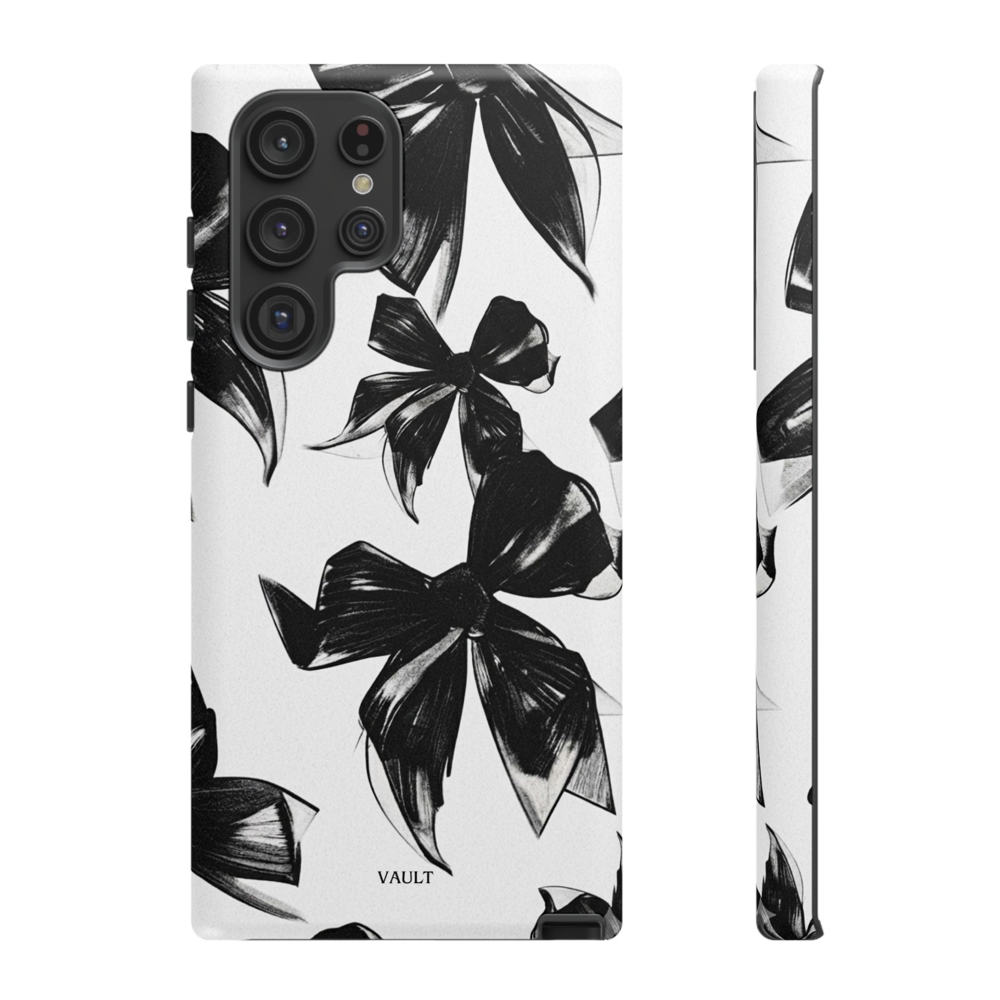 Floral Brushstroke Phone Case — Black & White Botanical Tough Case