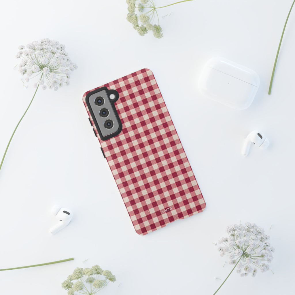 Gingham Phone Case — Red Plaid Tough Case