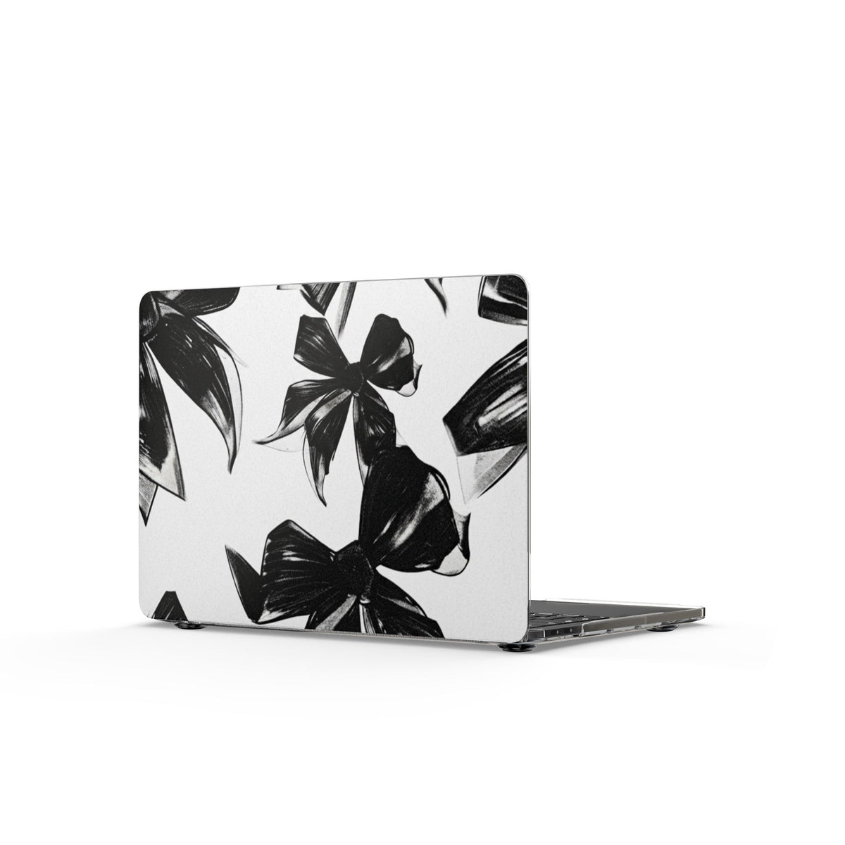 Black Botanical Clear MacBook Case – Minimal Floral Laptop Cover