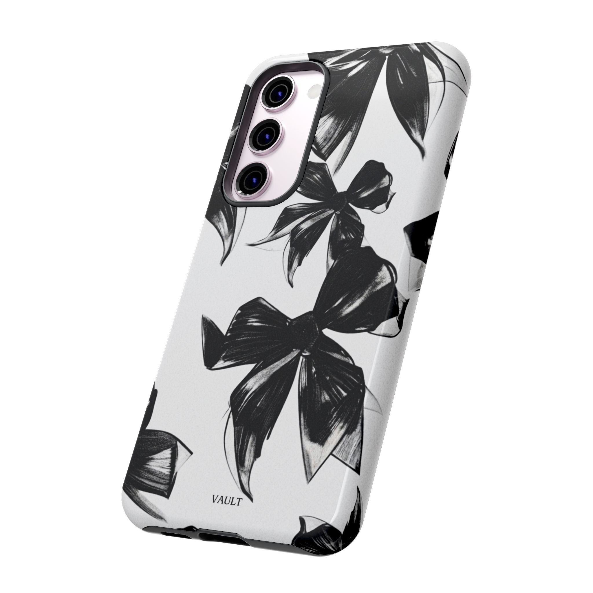 Floral Brushstroke Phone Case — Black & White Botanical Tough Case