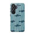 Fish Pattern Tough Phone Case — Blue Striped Ocean Design
