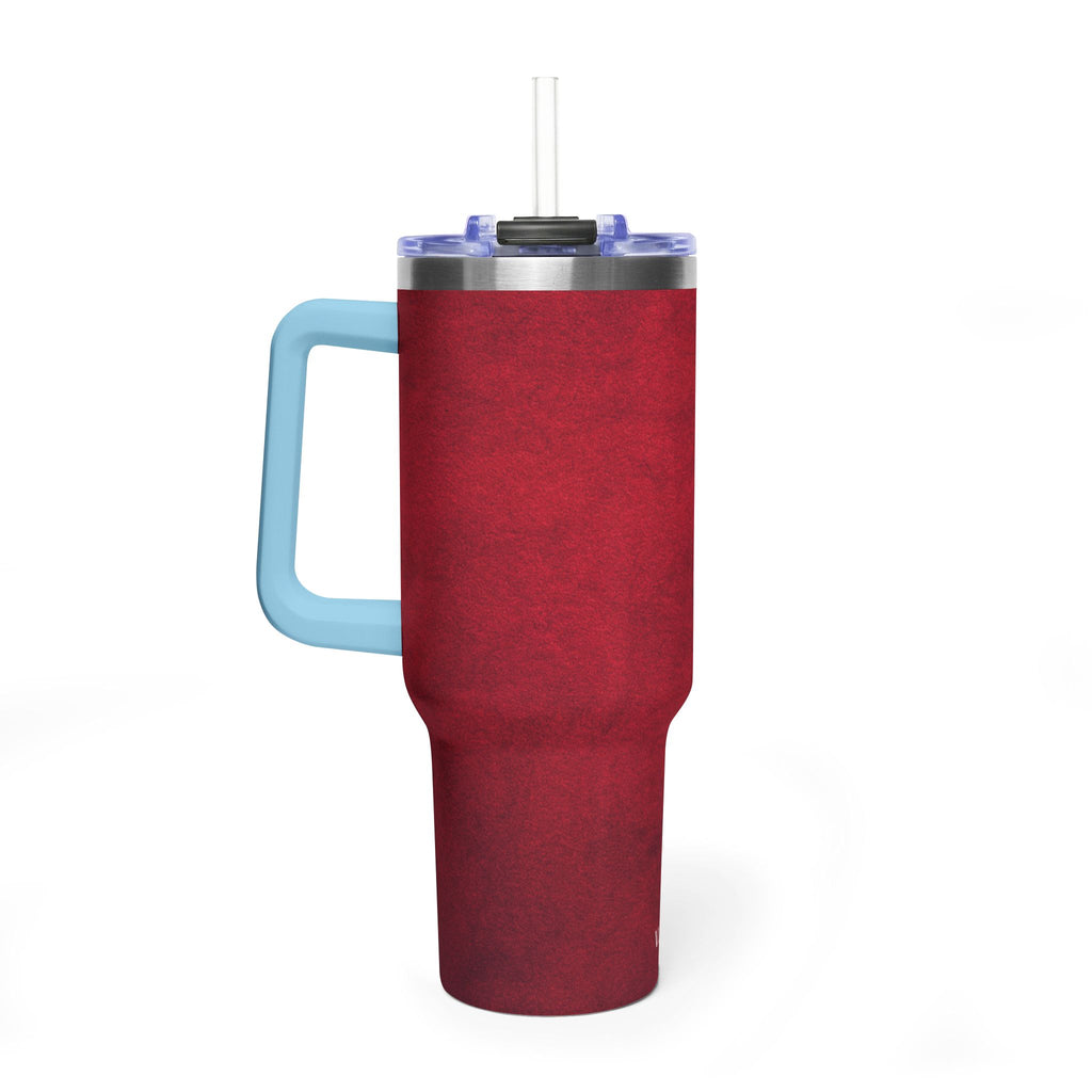 40oz Red Vacuum Tumbler – Insulated Travel Mug with Straw & Handle