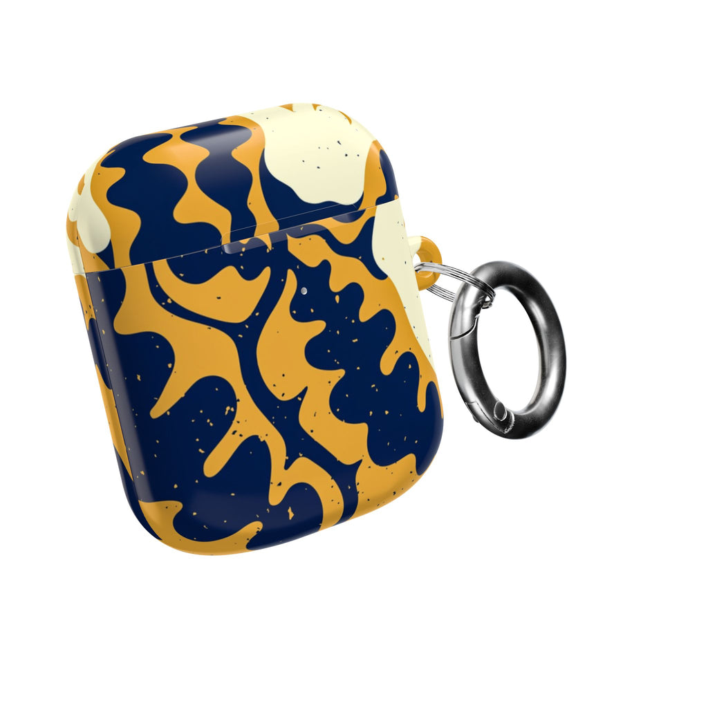 Abstract Navy & Mustard Swirl AirPod Case — Protective Designer Cover