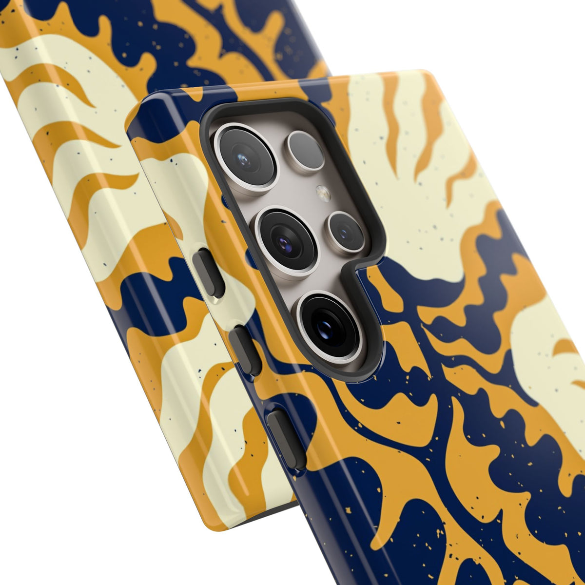 Bold Abstract Floral Phone Case (Navy & Mustard)