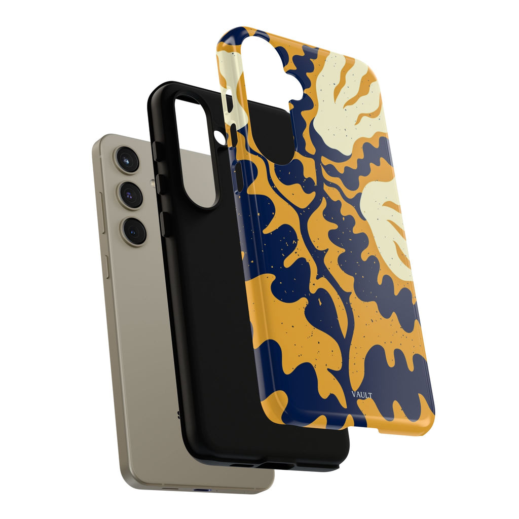 Bold Abstract Floral Phone Case (Navy & Mustard)