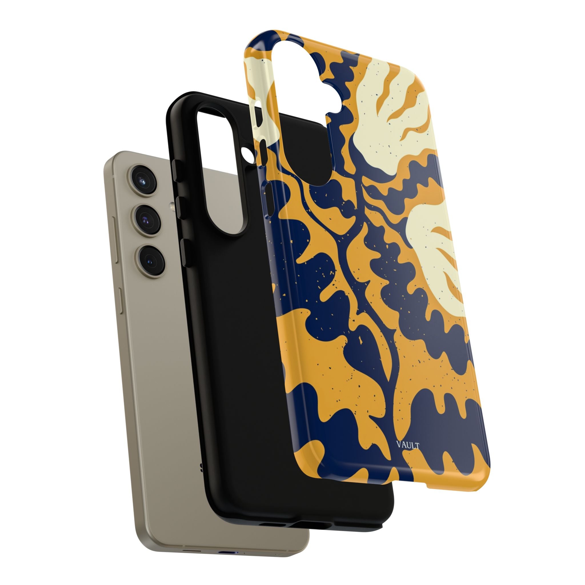 Bold Abstract Floral Phone Case (Navy & Mustard)