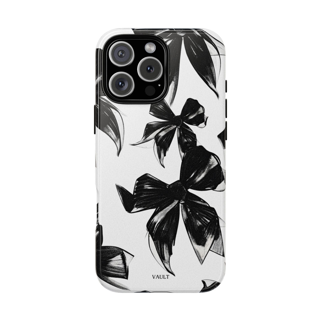 Floral Brushstroke Phone Case — Black & White Botanical Tough Case