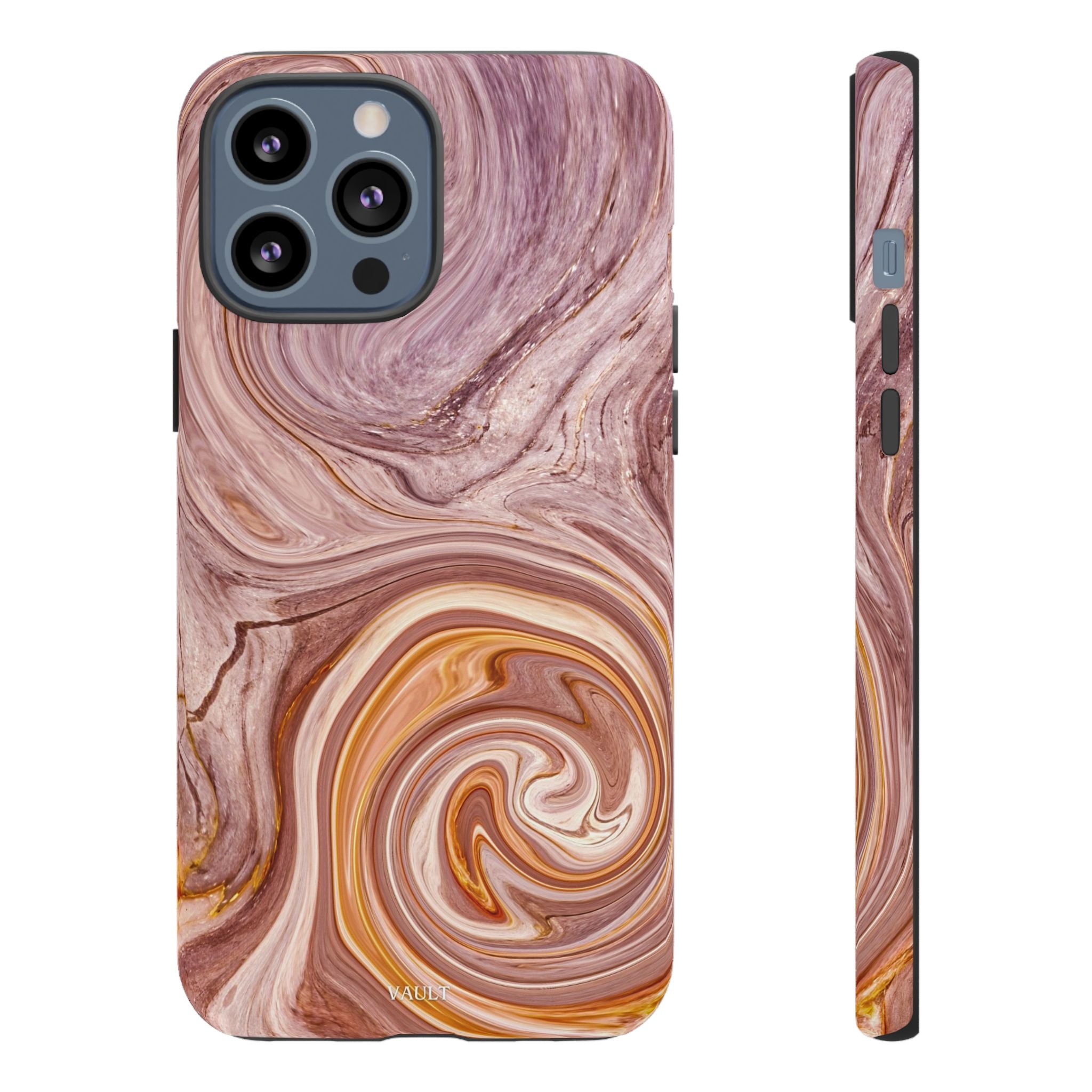 Marble Swirl Phone Case — Pink & Gold Abstract Tough Case