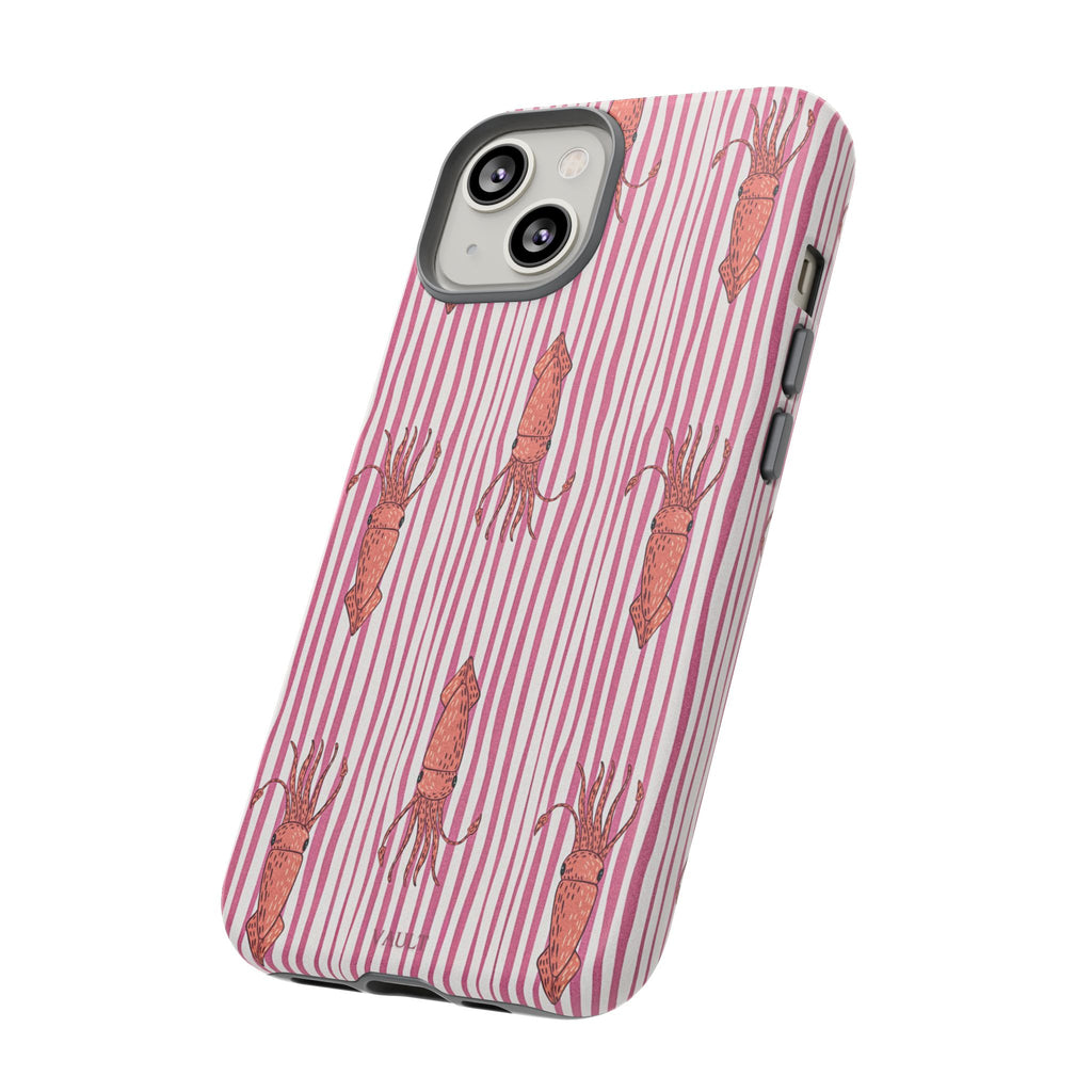 Squid Stripe Phone Case — Pink Nautical Sea Creature Pattern