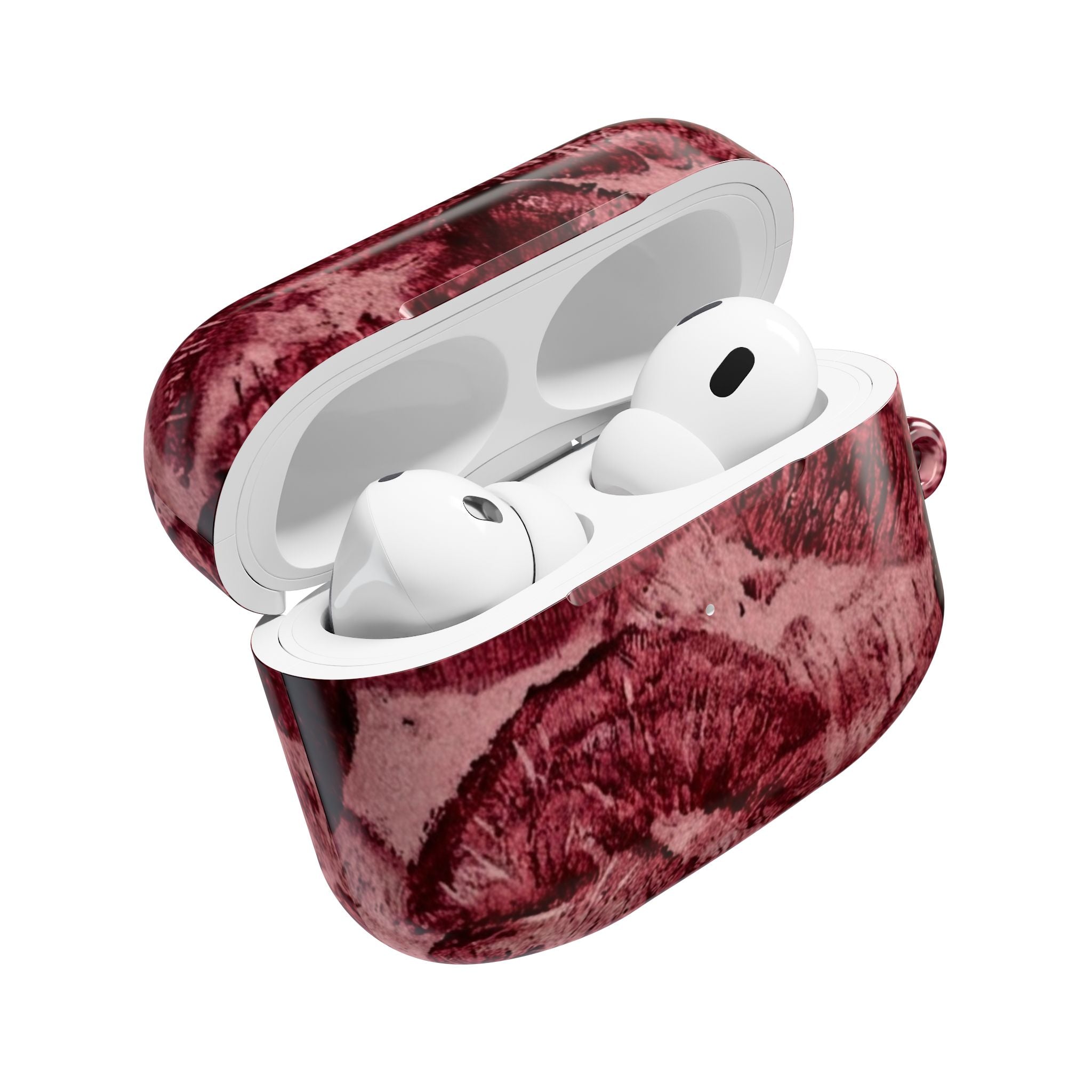 Maroon Kiss-Print AirPod Case