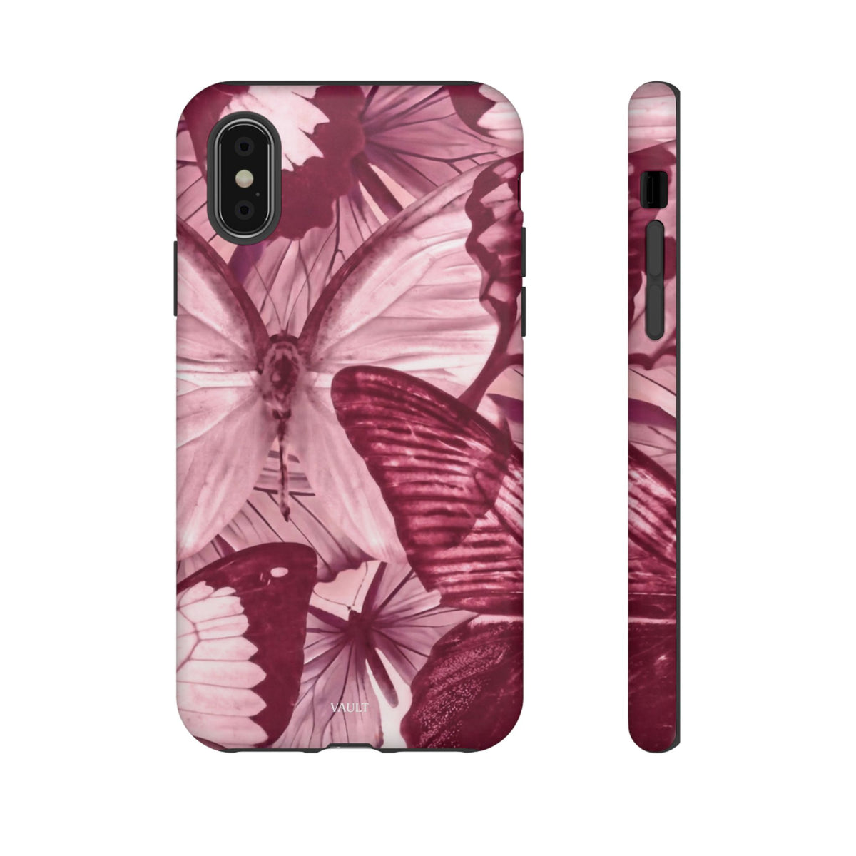 Butterfly Tough Phone Case — Vintage Pink Floral Protective Cover
