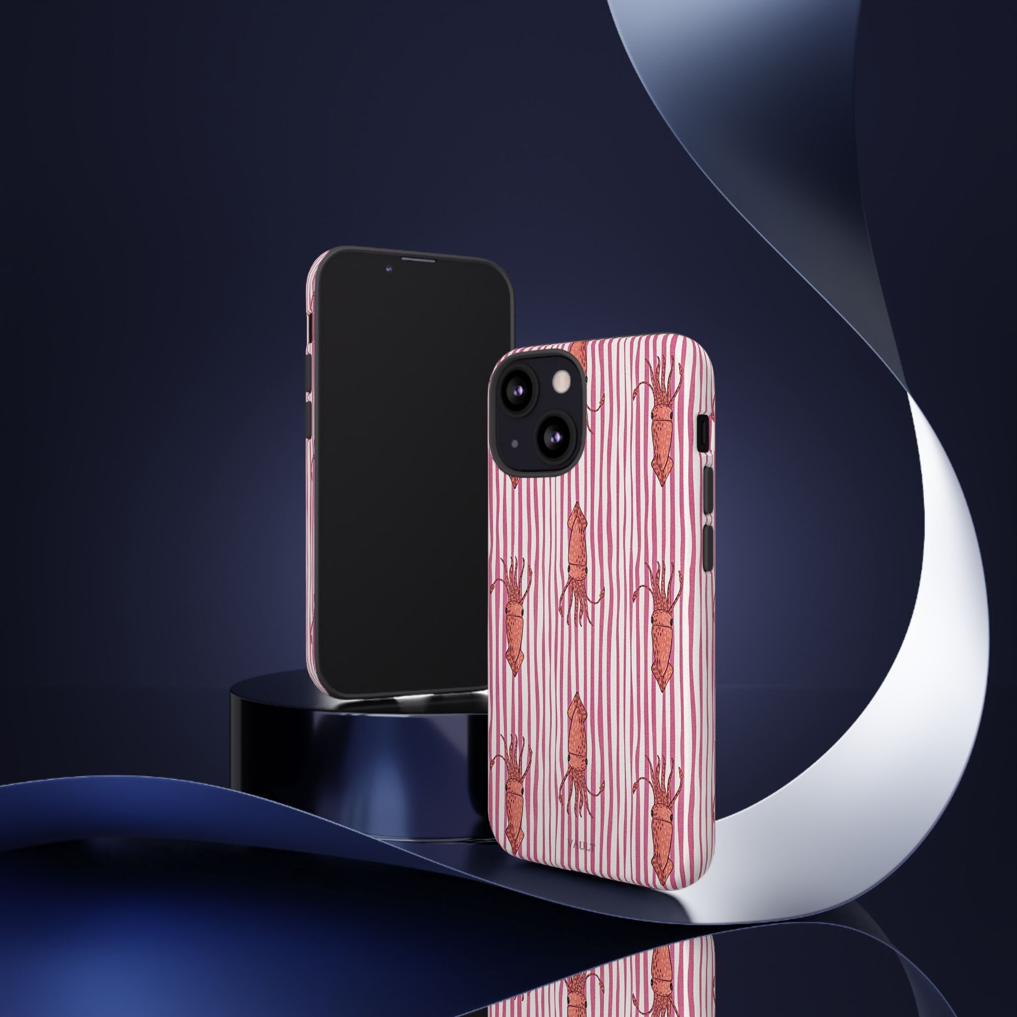Squid Stripe Phone Case — Pink Nautical Sea Creature Pattern