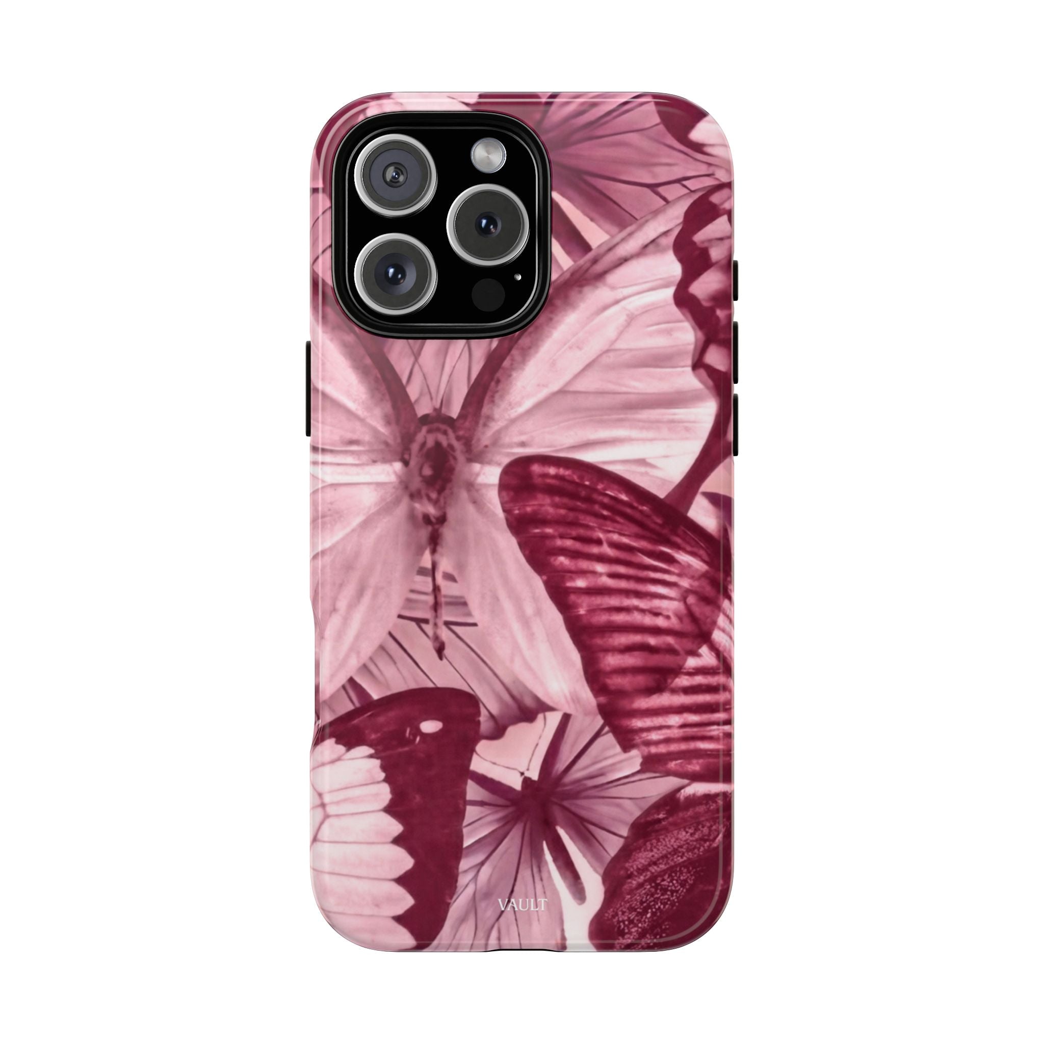 Butterfly Tough Phone Case — Vintage Pink Floral Protective Cover