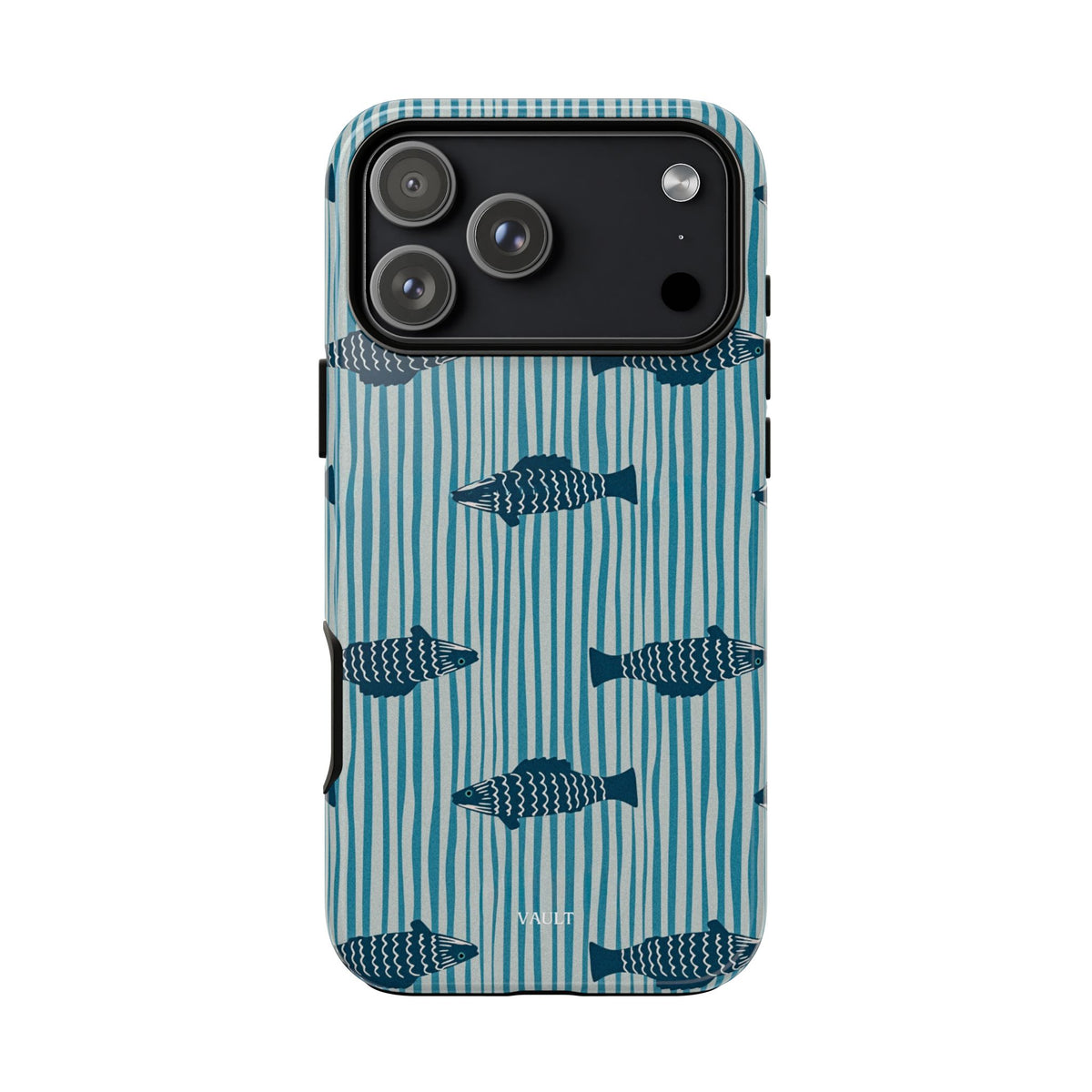 Fish Pattern Tough Phone Case — Blue Striped Ocean Design