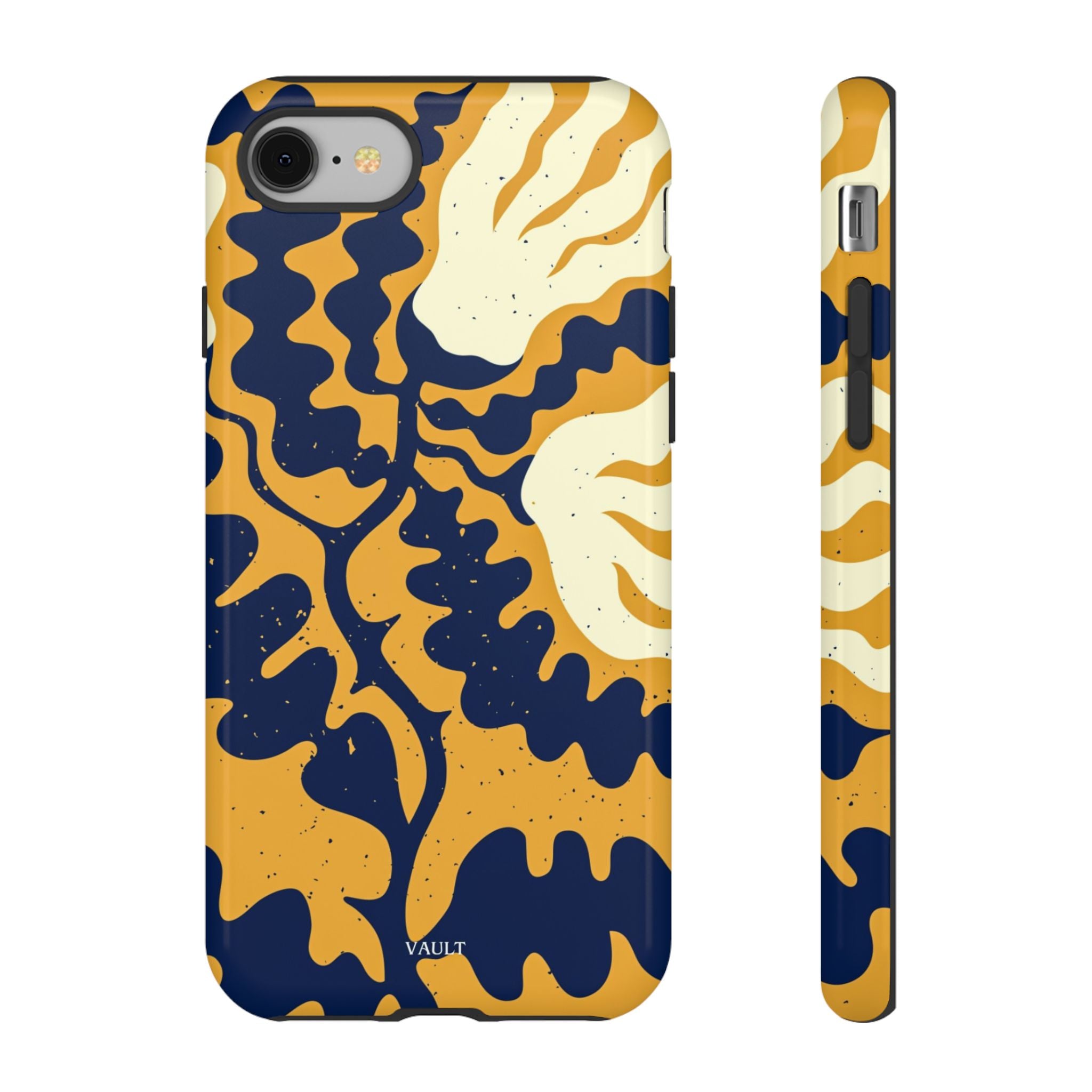 Bold Abstract Floral Phone Case (Navy & Mustard)