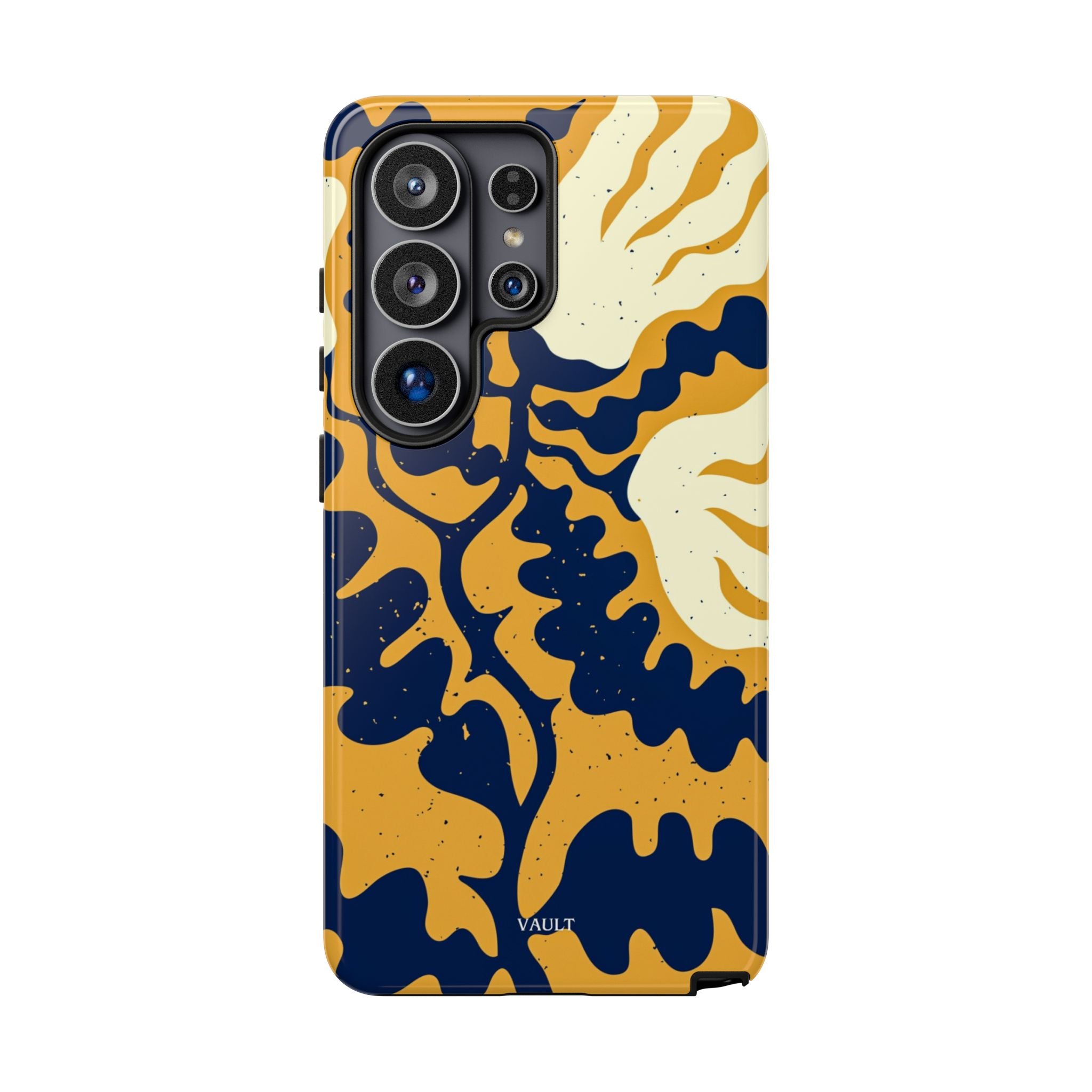 Bold Abstract Floral Phone Case (Navy & Mustard)