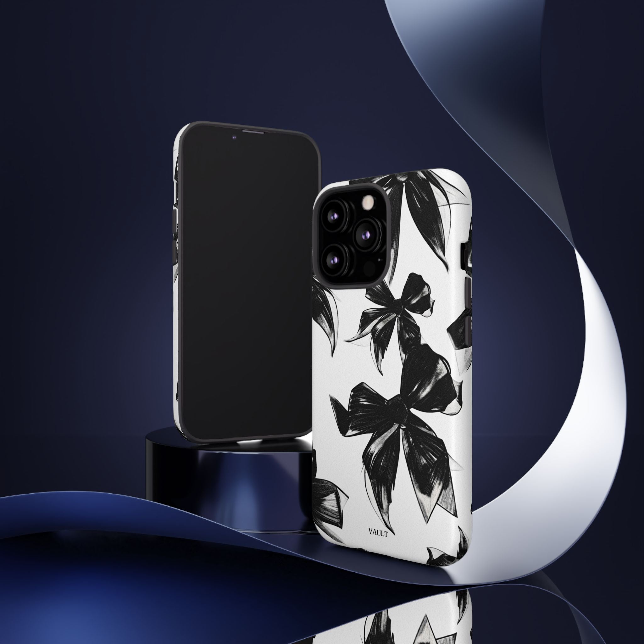 Floral Brushstroke Phone Case — Black & White Botanical Tough Case