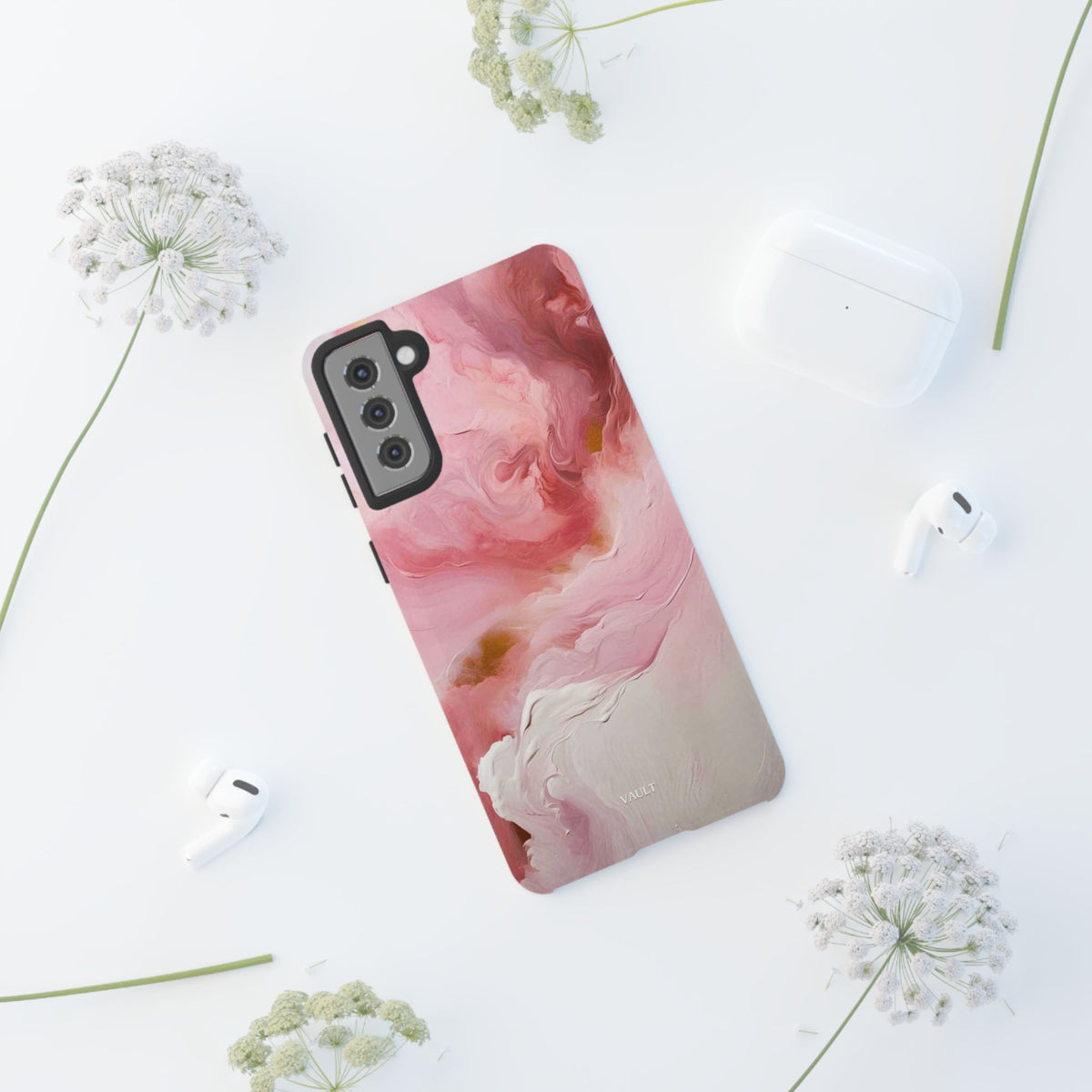 Pink Marble Tough Phone Case — Protective Artistic Phone Cover