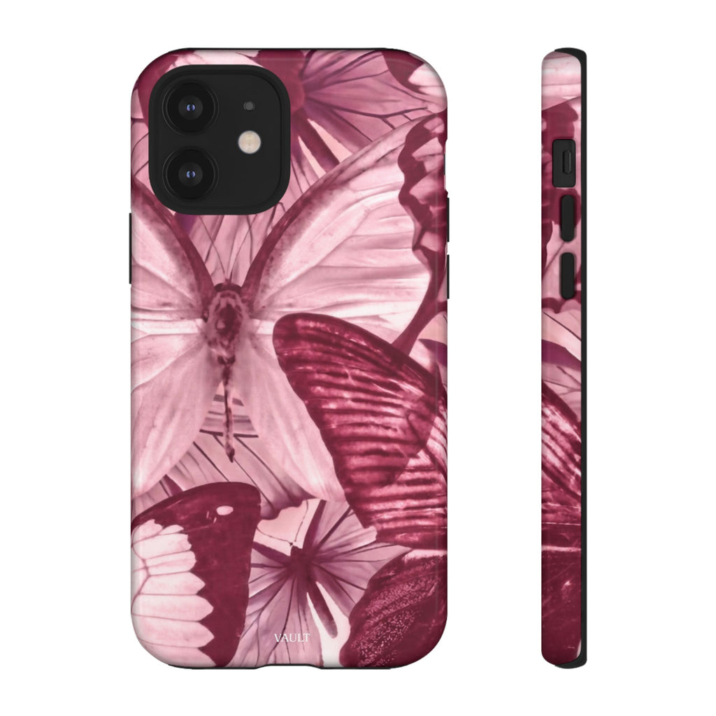 Butterfly Tough Phone Case — Vintage Pink Floral Protective Cover