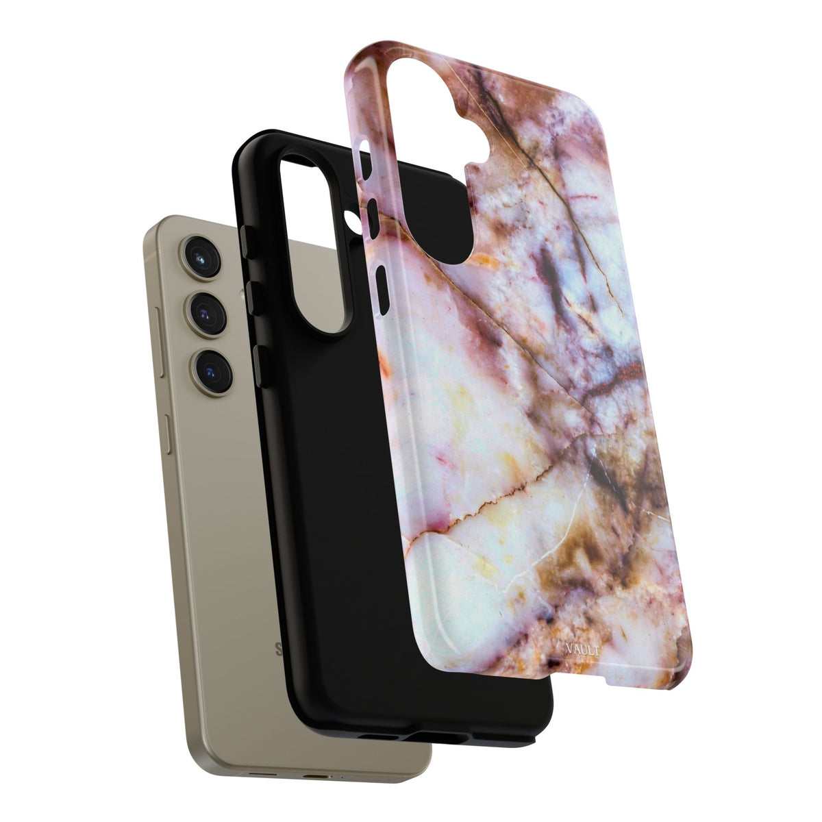 Marble Vein Tough Phone Case — Pink Quartz Protective Cover