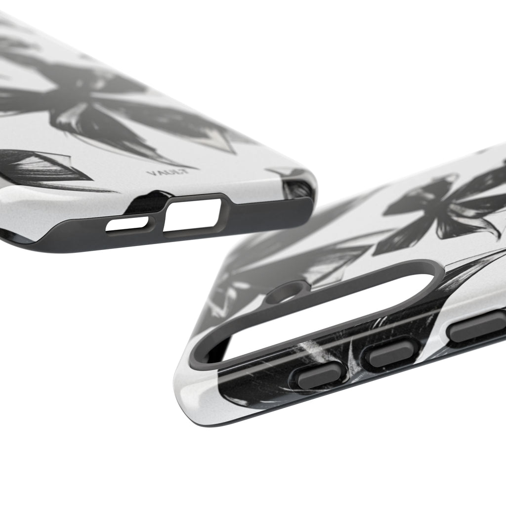Floral Brushstroke Phone Case — Black & White Botanical Tough Case