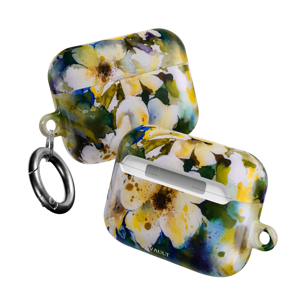 Floral Watercolor AirPod Case — White & Yellow Blossom Protective Cover