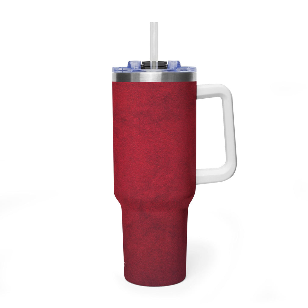 40oz Red Vacuum Tumbler – Insulated Travel Mug with Straw & Handle