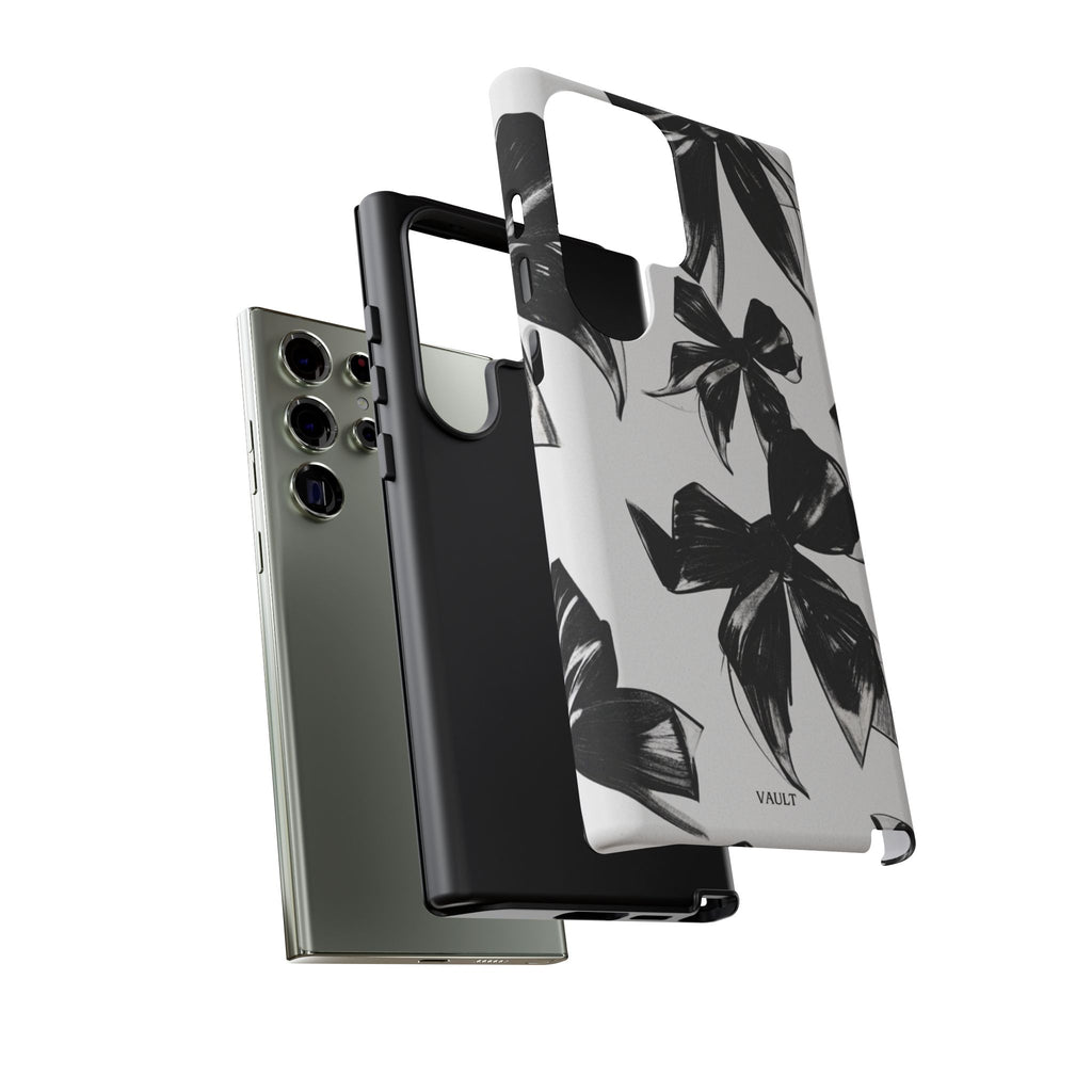 Floral Brushstroke Phone Case — Black & White Botanical Tough Case